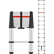 ICARRY Telescoping Ladder 12.9 FT One Button Retraction Aluminum Retraction Telescopic Ladder, Soft 