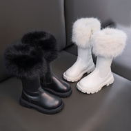 Kids Faux Fur Boots for Girls 2025 New Winter Kids Lightweight Warm Boots Non-slip Easy on-off Chris