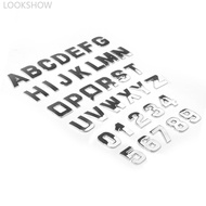 LOOKSHOW 1Pc DIY 3D Metallic Alphabet Sticker Car Emblem Letter Silver Badge Decal (A-Z&0-9) C7E2
