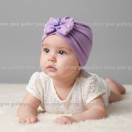 Baby girl ribbon turban pearl flower ribbon turban/ newborn turban/