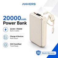 [CCC Certified]Anvers Power Bank 20000mAh PD20W+22.5W Fast Charging Powerbank With Lightning and Typ
