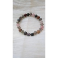 Multi-Gem Natural Crystal Multi-Color Green Hair Ghost Bracelet Beautiful 7.7mm/14.9g Jewelry Jade G