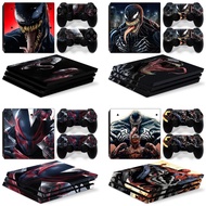 [Enjoy the small store] Marvel Venom Spider Man ไวนิลสติกเกอร์ผิวสำหรับ PS4 Slim Console และ2 Controllers Decal Cover อุปกรณ์เสริมเกม