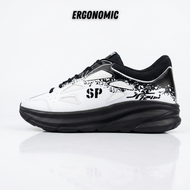 Sepatu Olahraga Pria Running Sport Shoes Ergonomic Casual Lari Jogging Sneakers Cowok Hitam Putih 38