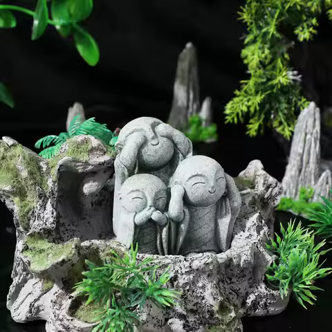 Jizo Statue Aquarium Decoration Japanese Garden Decor Fish Tank Hideout for Betta Fish Small Space S