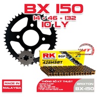 Brixton BX 150 chain sprocket, RK black gold chain 428HSB (10mm)