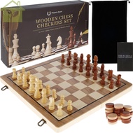 56Pcs Chess and Checkers Set Chess Game Set Wooden 2-in-1 Board Game Magnetic Chess Board Game SHOPABC7109