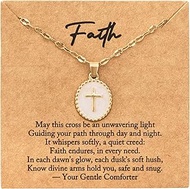 Dainty White Cross Necklace for Women - Gold Small Cross Necklace Set, Christian Tiny Cross Pendant 