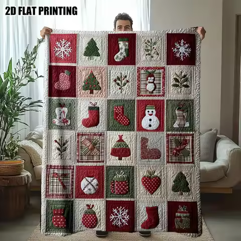 1pc Festive Christmas Flannel blankets，Perfect for Travel, Office,with Snowflakes, Christmas Trees &