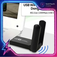 USB WiFi Transmitter Dongle Adapter 802.11ac 1300Mbps - AC1300 - ICANING - Black