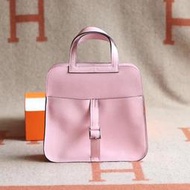 France Window 愛瑪仕 Hermes Halzan mini 3Q 水粉色 Swift  銀扣 25cm