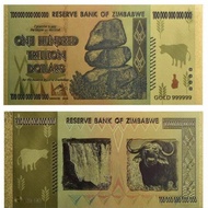 BIG SALE ZIMBABWE GOLD FOIL 100 000 000 000 000 DOLLAR SOUVENIR PER 1