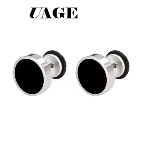 UAGE 2Pcs New Earings Fashion Jewelry Women's Ear Stud Barbell Piercing Punk Men Earrings Black