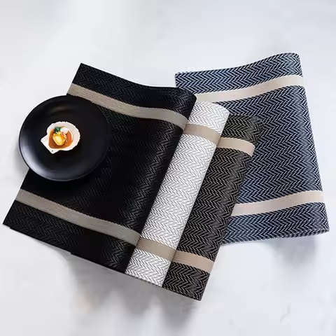 1/4/6PCS 30x45cm Luxurious Placemats Kitchen Durable Table Mats Woven Vinyl Wedding Table Placemat f