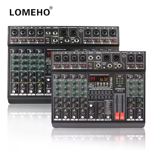 LOMEHO 7 Band EQ Audio Sound Mixer Table 6/8 Channel Mixing DJ Console with USB 2 AUX Output Individ