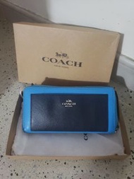 Coach 拼色皮長銀包