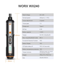 Worx 4V ไขควงไฟฟ้าไร้สายอัจฉริยะ WX240 WX241 WX242ชุดสกรูไฟฟ้าขนาดเล็ก USB เครื่องมือเจาะแบบมือแบบชา