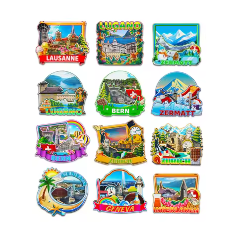 Decorative Magnets for Interlaken Lausanne Lugano Bern Zermatt Geneva Zurich Switzerland City Landma