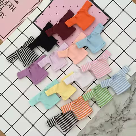 Ob11 Clothes T-shirt Long Sleeve Colorful Stripe Base Shirt For Obitsu11 GSC Molly 1/12 BJD Dolls Ac