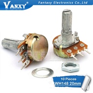 10pcs WH148 20mm Shaft Amplifier Dual Stereo Potentiometer B1K B2K B5K B10K B20K B50K B100K B500K 3P