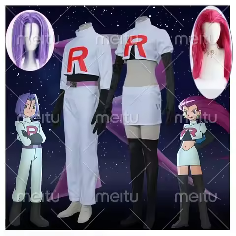 Game Team Rocket Cosplay Jessie Musashi James Kojirou Costume Halloween Anime Accessories Wig Full S