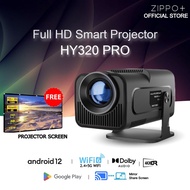 HY320 PRO Projector 4K Android 12.0 Big LCD 4K Mini Projector 1080P Dual Band WiFi + Bluetooth5.0