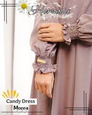 Abaya Hermosa wolfis embos motif candy mocca-abaya coklat susu terbaru-abaya manset karet-abaya