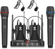 Debra Audio Pro UHF 4 Channel Wireless Microphone System with Cordless Handheld Lavalier Headset Mic