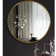 Cermin Kaca Besar/Cermin Bulat Bilik Air Nordic Round Wall Hanging Vanity Mirror Deco Dressing Makeup Mirror