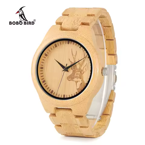 BOBO BIRD WD28 Full Bamboo Wooden Watch for Men Hot Elk Deer Head Story Designer Brand Quartz Wrist 