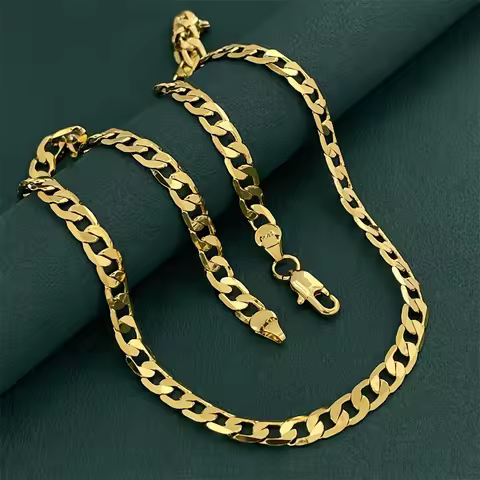 Andara Luxury 925 Sterling Silver Gold Plated 6mm One to One Necklace, Unisex Engagement Accessories