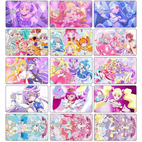 Anime Pretty Cure Credit Card Skin Sticker Cute Girl Stickers for VISA JCB Mastercard and Other IC B
