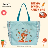 Icon Girl Cartoon Strawberry Rabbit Handy Bag in 3 colors print as Tote Handy Bag to library , schoo