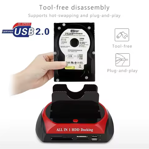 USB 2.0 to IDE SATA hard drive OTB Clone dock all in one hard drive docking station Double Bay 2.5 "