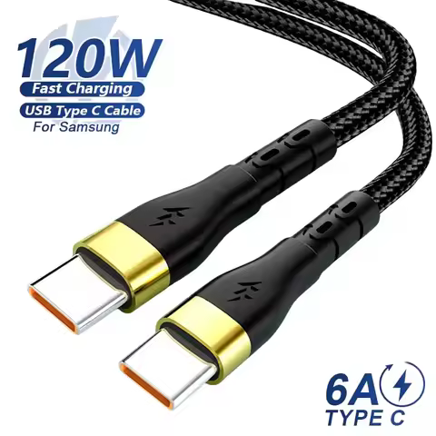 120W Type C Cable Fast Charging Type C to Type C Wire Cord For iPhone 16 15 Samsung Xiaomi C To C Ty