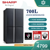 SHARP 4 Door J-Tech Inverter Technology 700L Avance Refrigerator - SJF821VMSS Peti Ais Fridge Peti S