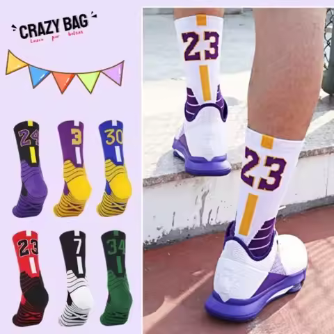 Basketball socks mid-barrel cotton sweat-absorbing sports socks badge basketball socks tide men's mu