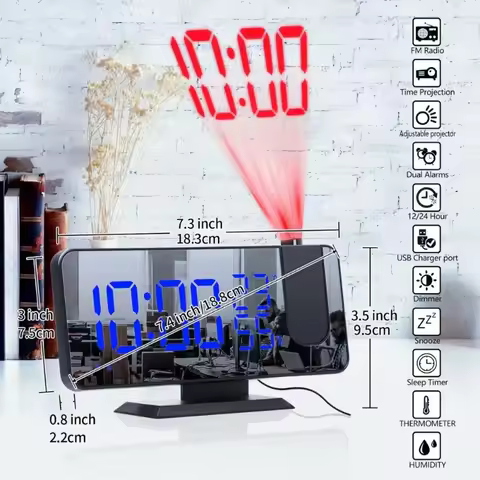 High Quality Alarm Clock LED Digital Electronic Desktop Clock USB Wake-up FM Radio Time Projector Sn