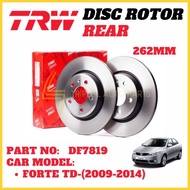(2 pcs) TRW Disc Brake Rotor Rear for DF7819 Kia Forte - 5 Holes (262mm)