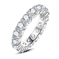 14K White Gold Plated Cubic Zirconia Eternity Ring | 4.0mm CZ Eternity Band | Wedding Band Ring For 