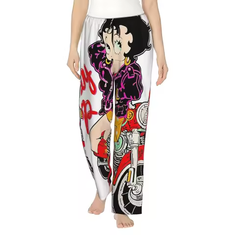 Custom Betty Boop Women Pajama Pants Lounge Sleep Sleepwear Bottoms with Pockets