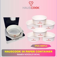(Bulk) Hauscook 1300cc round disposable induction ramen bowl container paper aluminum heatable