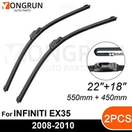 Front Wipers For INFINITI EX35 2008-2010 Wiper Blade Rubber 22"+18" Car Windshield Windscreen Access