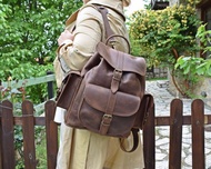 女式仿舊全粒面皮革背包 - 男士，大學生背包最小