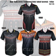 Ready Stock Baju Batik Jersey Traditional Etnik Sabah Sarawak- Collar Lelaki Collar | Size S-XL