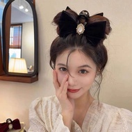 FL10.23 Velvet Bow Grab Clip Female High-End Feel Classy Hair Grab Large Clip Running Princess Head 