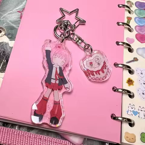 Anime Cartoon Shugo Chara Hinamori Amu Acrylic Keychain Student Backpack Pendant Girls Key Accessori
