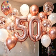 50th Golden Birthday Decor Set 32" Number Foil Balloon 18th Debut 21st Anniversary FiestaDecor