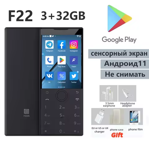 New Qin F22 Поддержка сервисов Google, 4G, многоязычность. Смартфон с сенсорным экраном и кнопками 3
