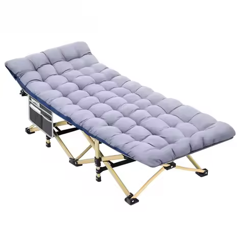 Outdoor Single Camping Cot Easy Assembly Quality Reliability Adjustable Headrest Backrest Foldable E